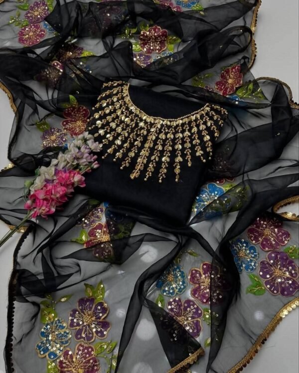 Organza 3pc Handmade Fancy Dress - Image 2