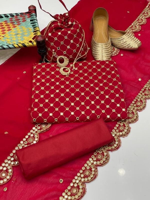 Chiffon 9mm mirror work 5pc dress - Image 11