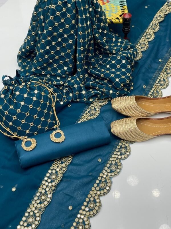 Chiffon 9mm mirror work 5pc dress - Image 9