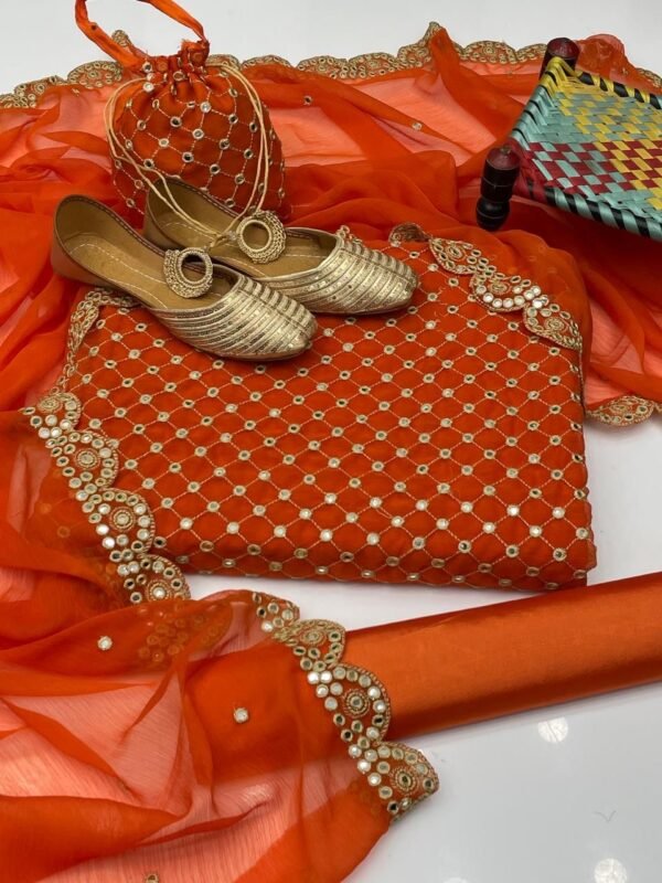 Chiffon 9mm mirror work 5pc dress - Image 3
