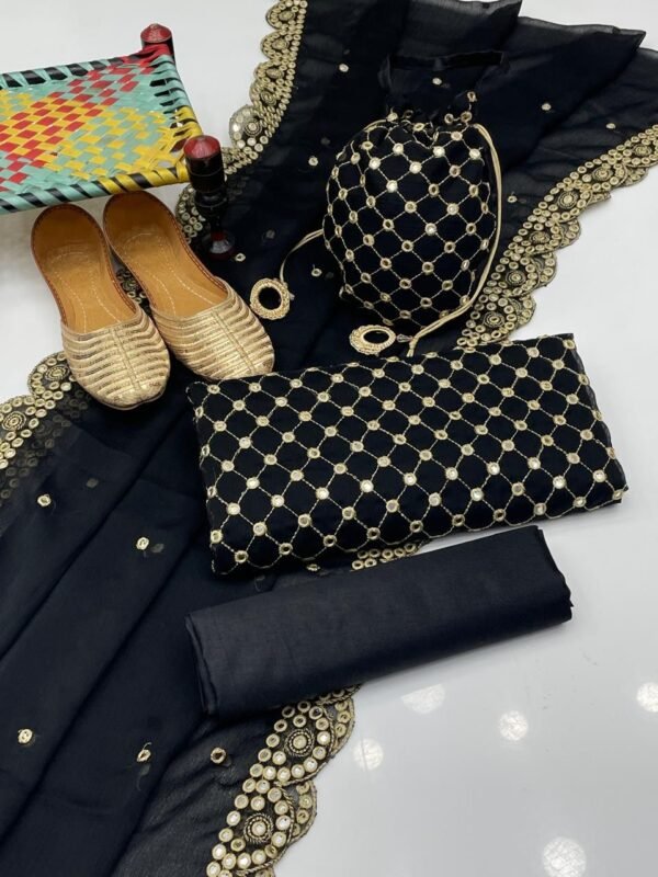 Chiffon 9mm mirror work 5pc dress - Image 4