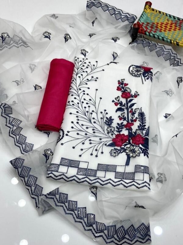 Organza 3pc Embroidered Dress