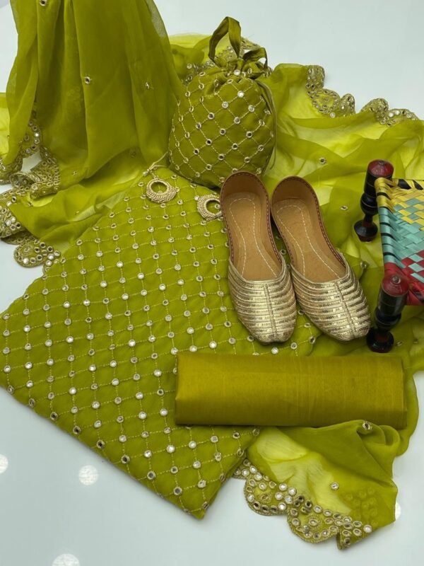 Chiffon 9mm mirror work 5pc dress - Image 8