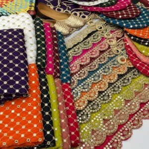 Chiffon 9mm mirror work 5pc dress