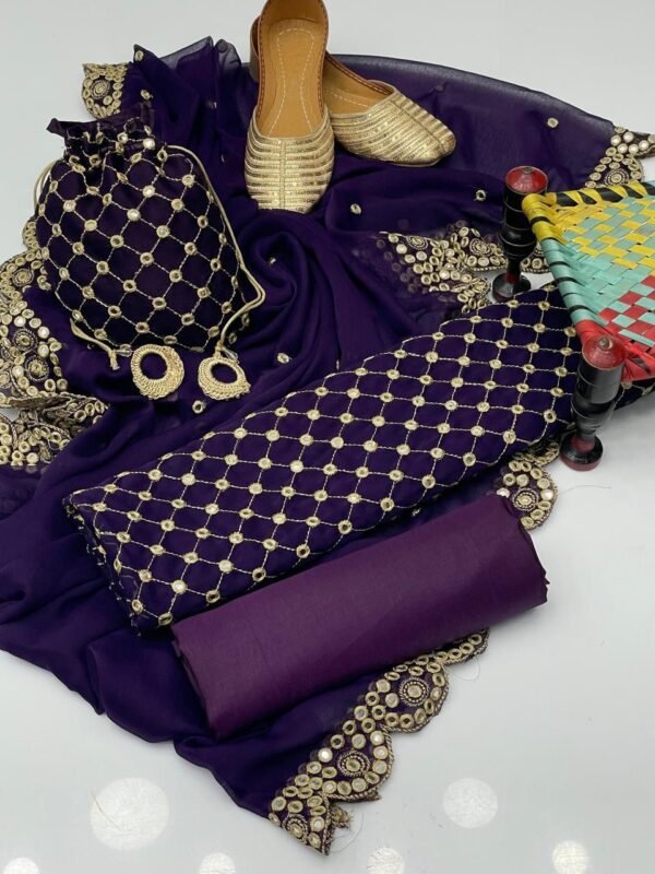 Chiffon 9mm mirror work 5pc dress - Image 5