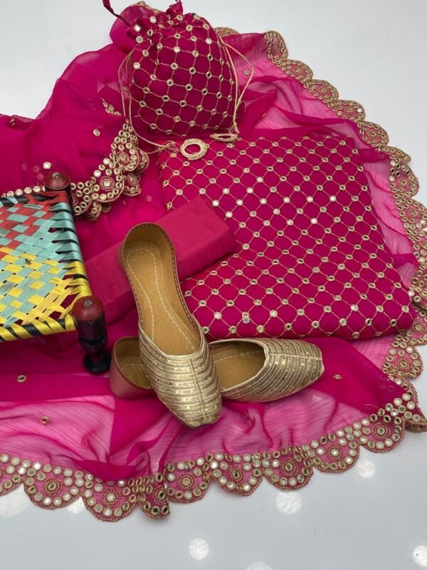 Chiffon 9mm mirror work 5pc dress - Image 7