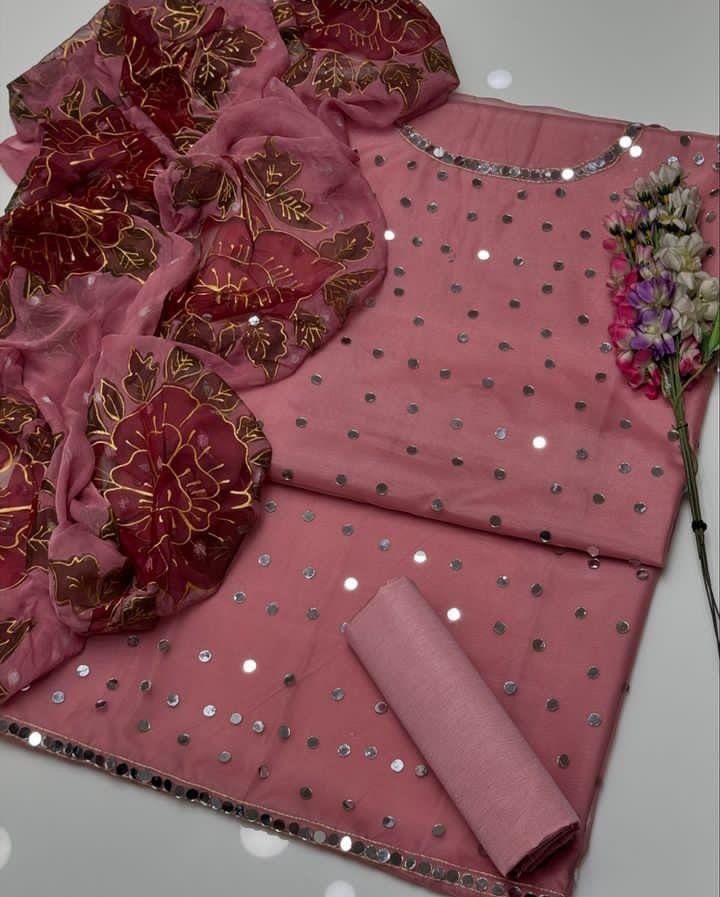 Organza original mirror work handmade brush paint work article - Image 6