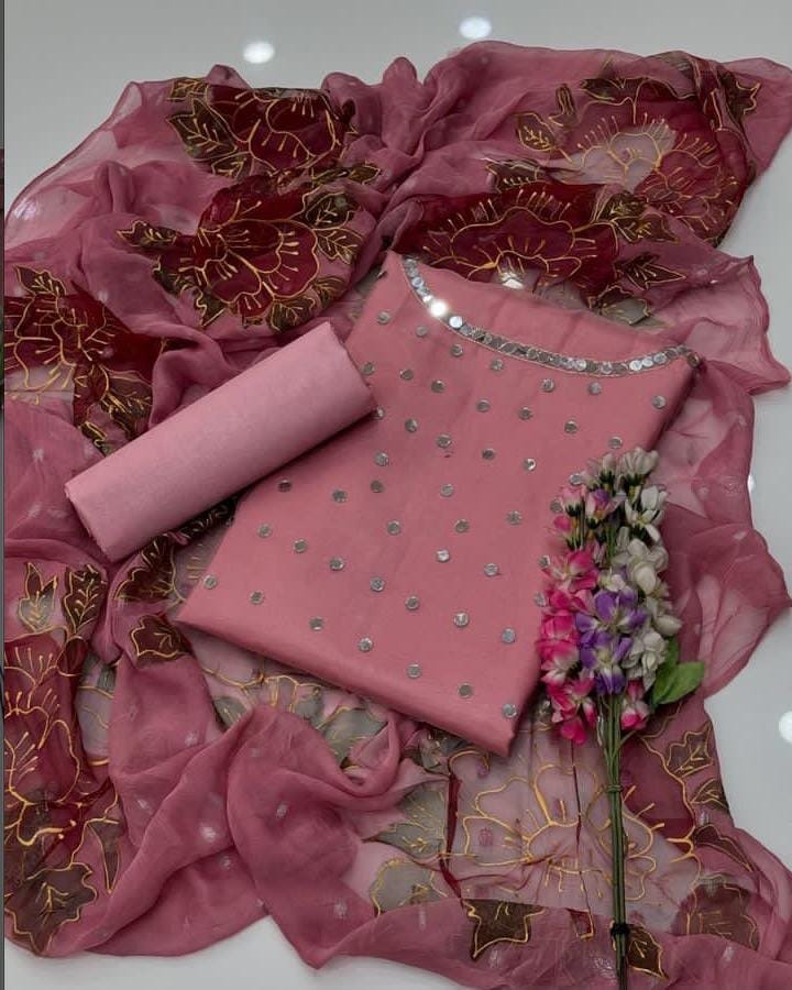 Organza original mirror work handmade brush paint work article - Image 5