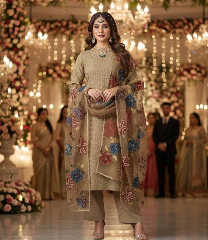 Wedding Wear Handwork Floral 3Pc Dress