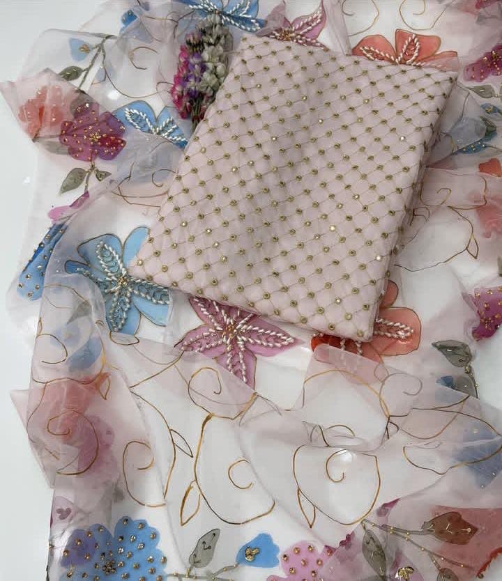 Wedding Wear Handwork Floral 3Pc Dress - Image 3