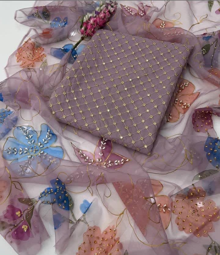 Wedding Wear Handwork Floral 3Pc Dress - Image 2