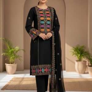 Aneelas Black Edition Lawn Cotton3PC Dress